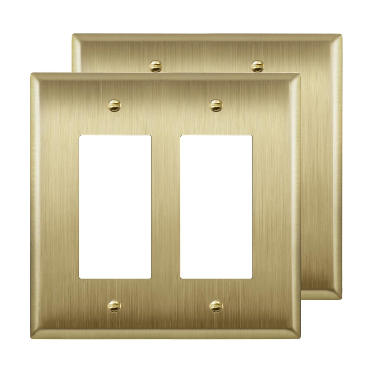 LIDER Decorator Switch or Receptacle Metal Wall Plate, Mid-Size 2-Gang | Stainless Steel, Corrosion Resistant, Brushed