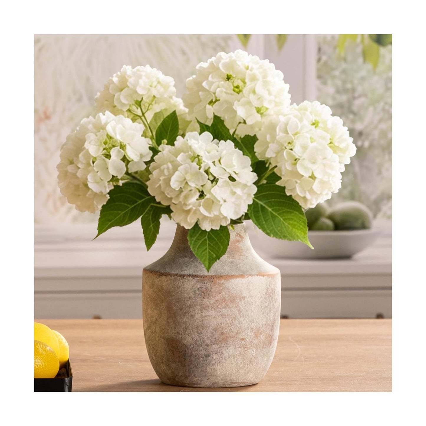Mitt&Ditt Ceramic Flower Vase, 7.5 inch Off-White Farmhouse Rustic Vase, Handcrafted Weathered Pottery Vases, Small
