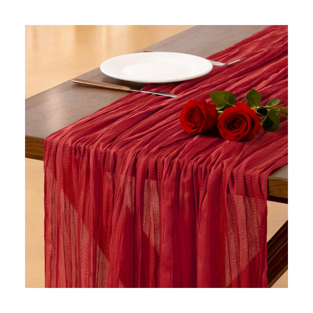 Cheesecloth Table Runner Fall Red Boho Wedding Birthday Party Home Decor