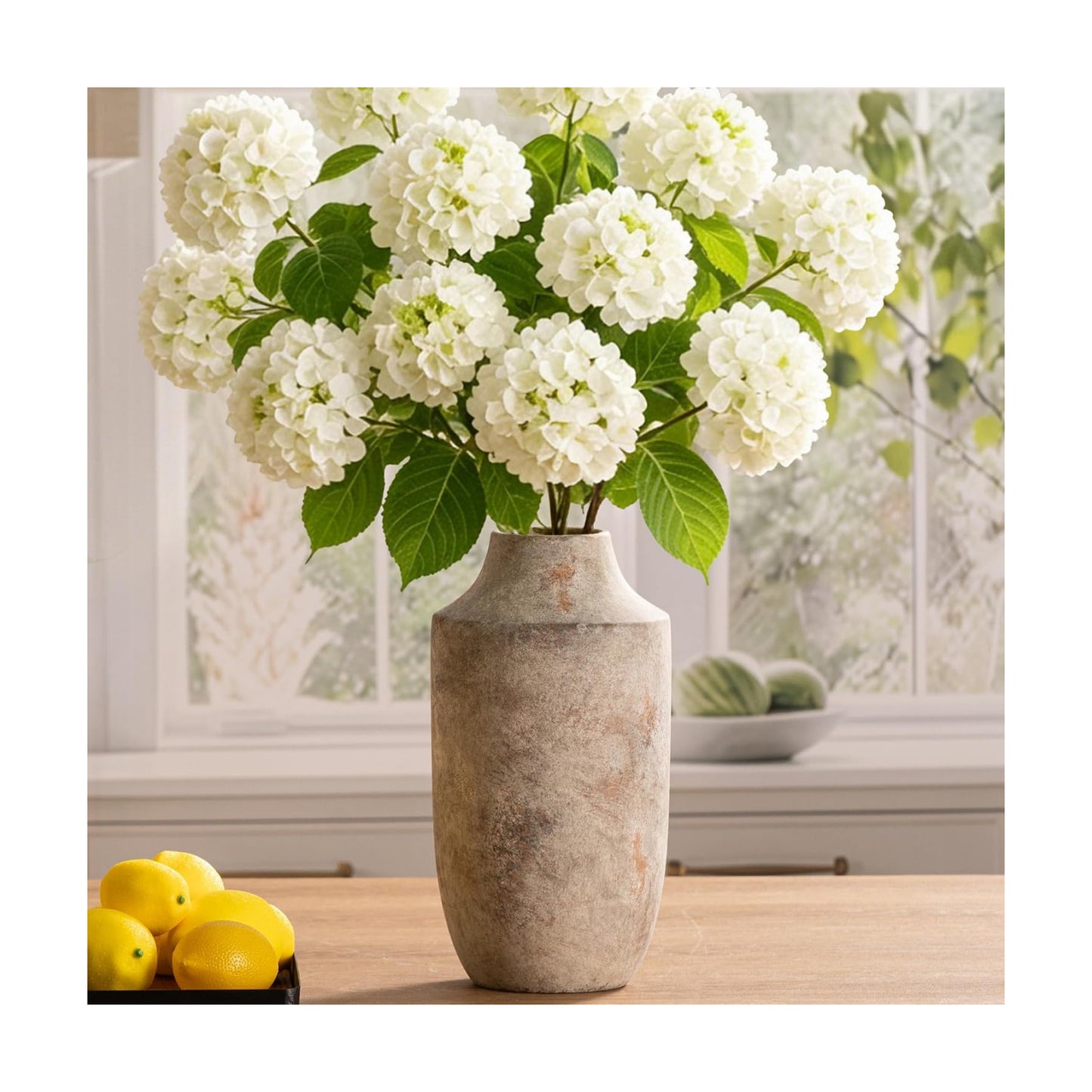 Ceramic Flower Vase / 12.5"h-terracotta / White / 12.5 Inch