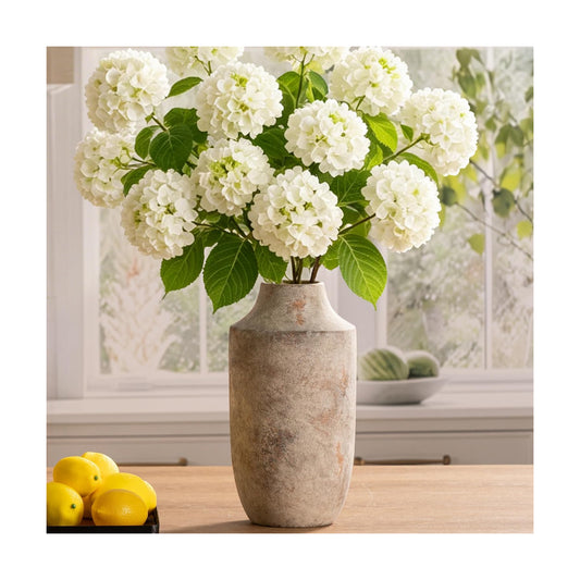 Ceramic Flower Vase / 12.5"h-terracotta / White / 12.5 Inch