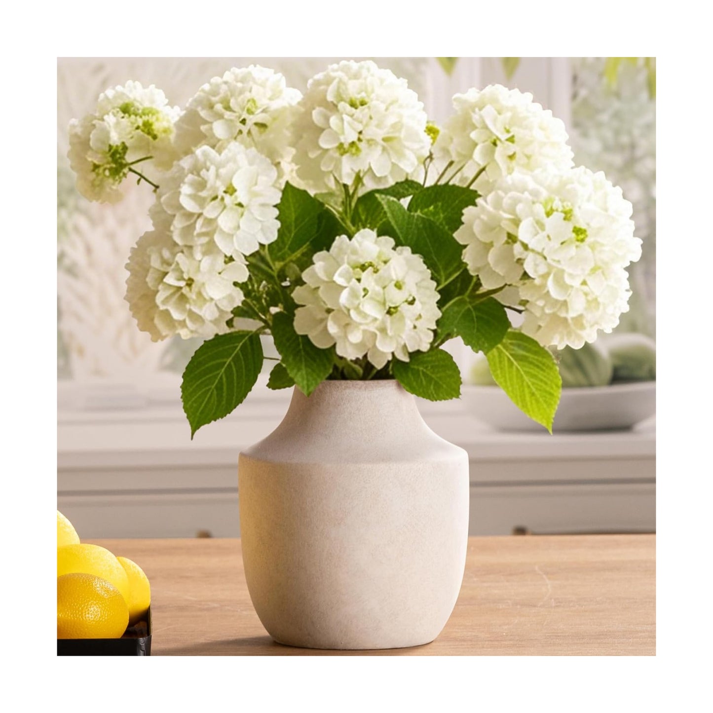 Mitt&Ditt Ceramic Flower Vase, 7.5 inch Off-White Farmhouse Rustic Vase, Handcrafted Weathered Pottery Vases, Small