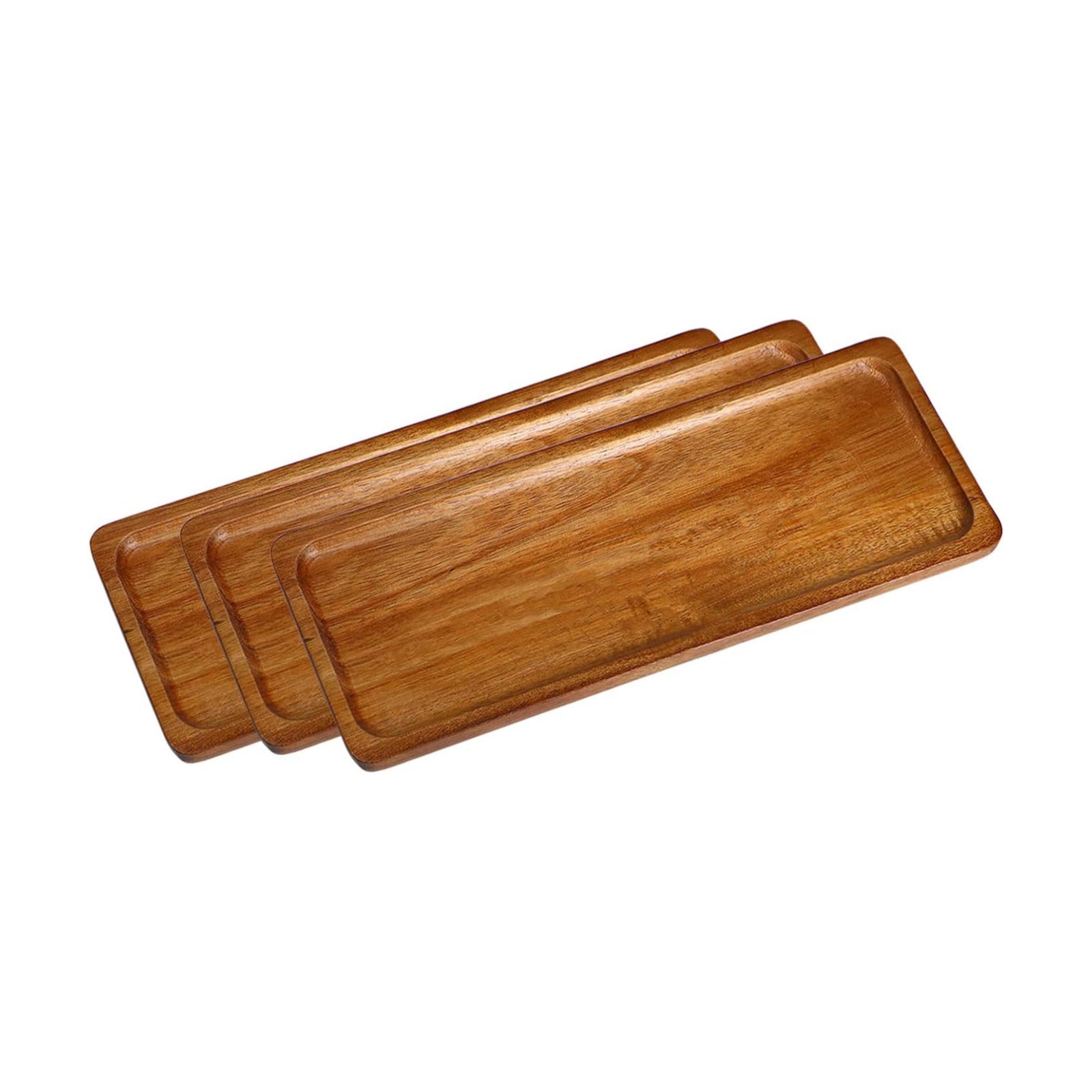 Small Wooden Tray / Rectangular x 3 / 11.3 x 4.1 x 0.6 / Set of 3