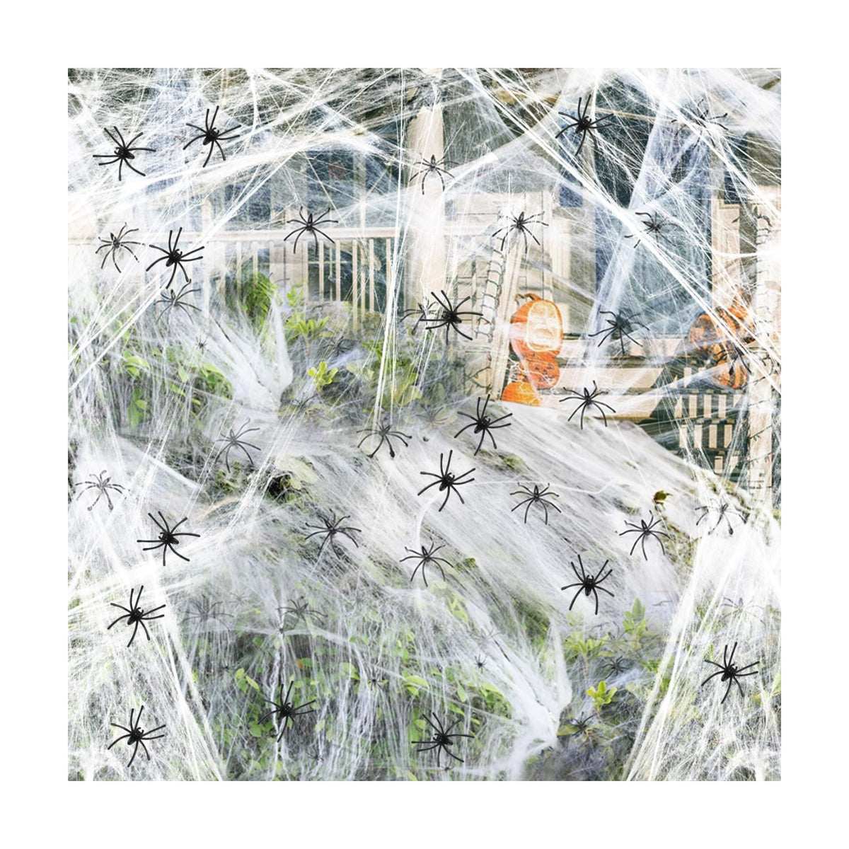 1000 sqft (0.67 Pound) Halloween Spider Webs Decor, Halloween Decorations with 60 Fake Spiders, Super Stretch Cobwebs Spider Webs for Holiday Indoor and Outdoor Party Supplies