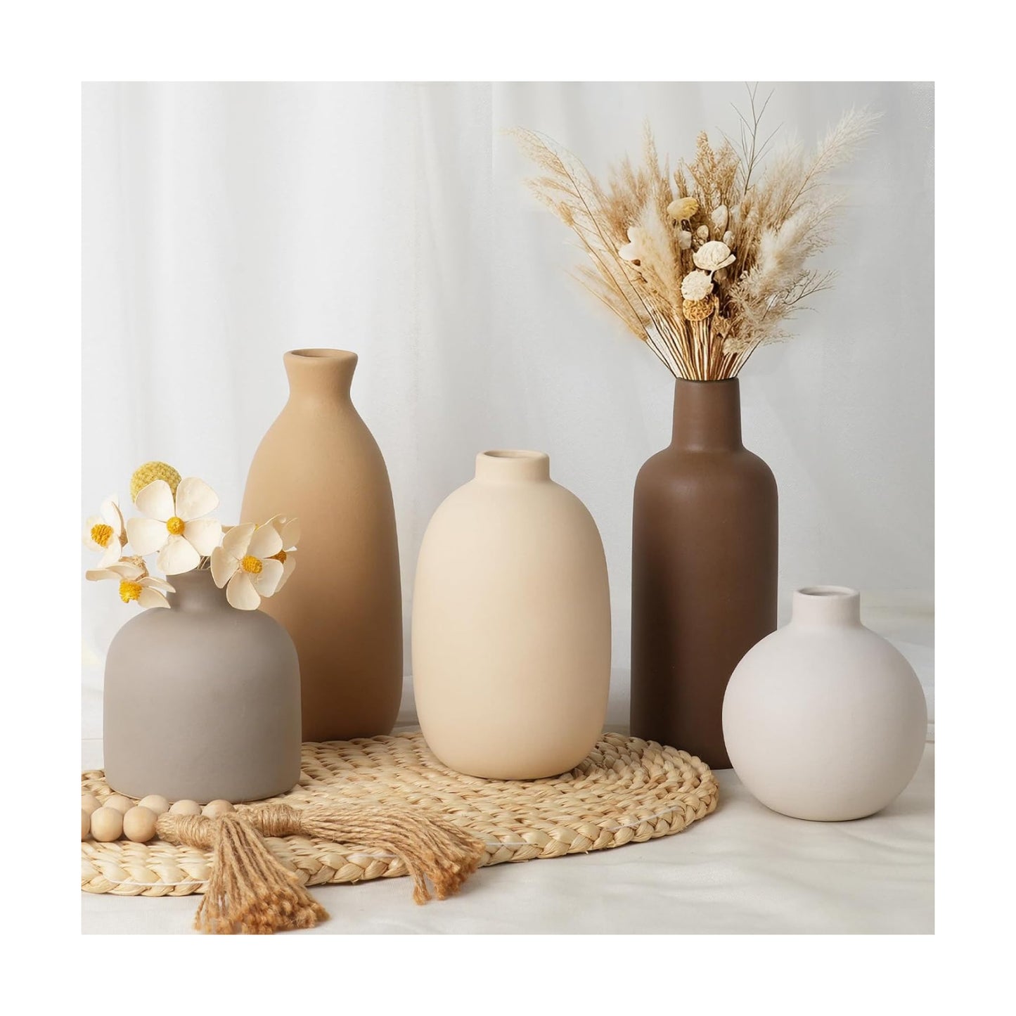Modern Ceramic Vase / Soft Tones / Set of 5