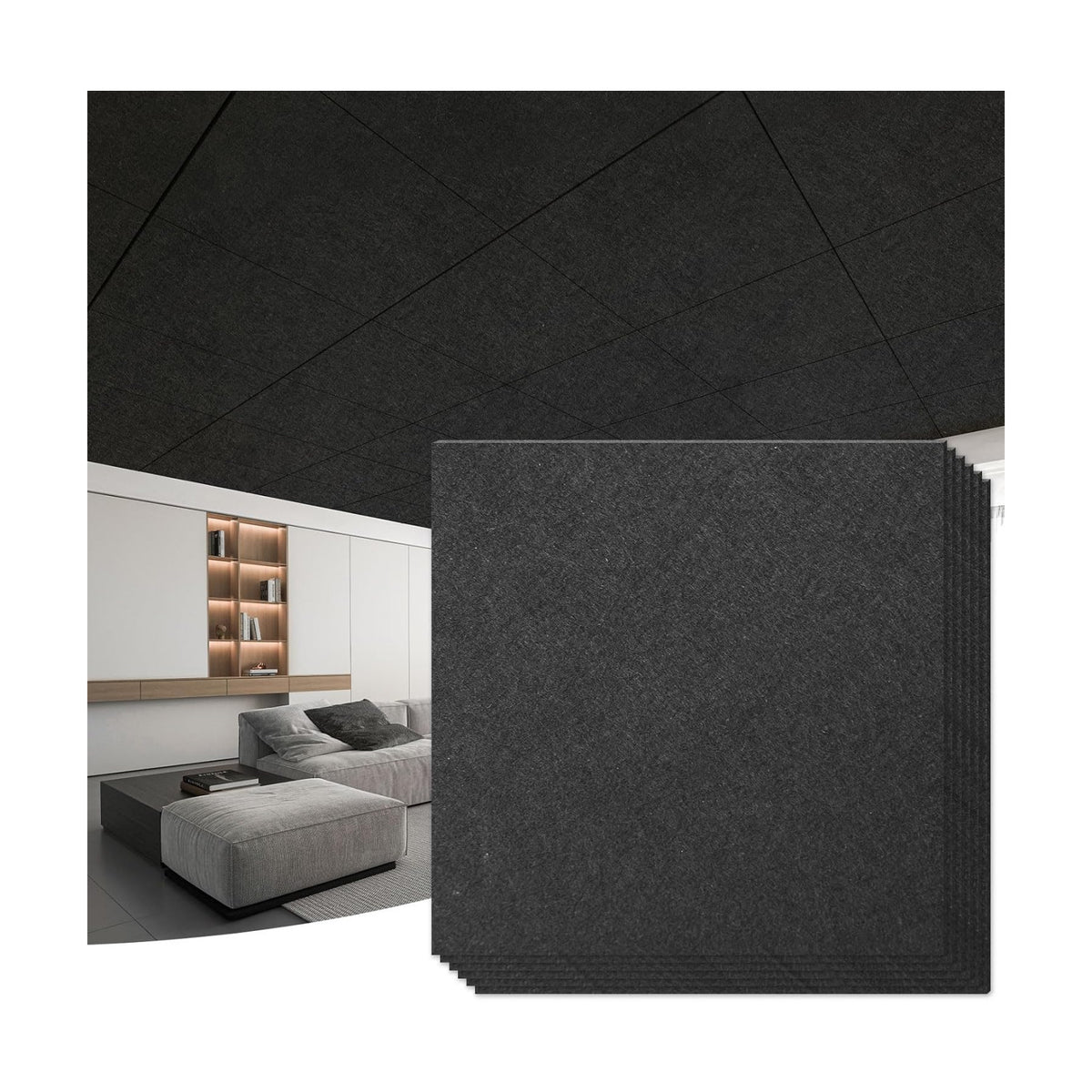Art3d Acoustic Drop Ceiling Tiles, 2x2 ft, 12-Pack, Covers 48 Sq. Ft. | Waterproof polyester, sound absorbing and sag