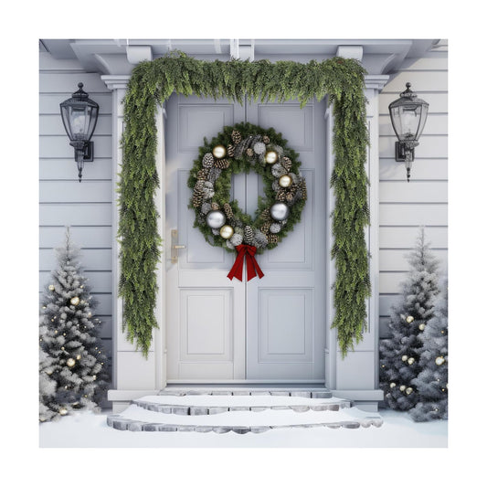 1 Pcs 15 ft Artificial Christmas Cedar Garland | Thick & Lush, Simulation Faux Cedar, Green Fake Pine Needles Garland