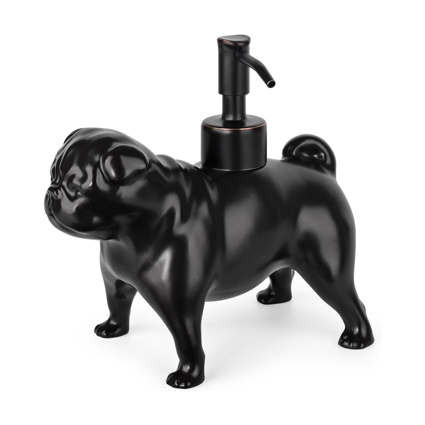 Pug Dog Shaped Ceramic Pump Soap Dispenser / Pug Pump Dispenser-black