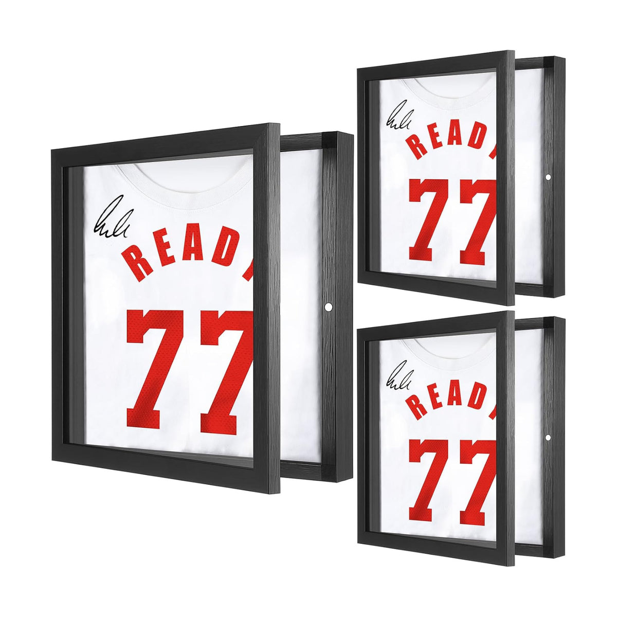 3PACK T Shirt Display Frame, 11.3" X 11.3" Black Imitation Wood Shadow Box | UV-Protective Acrylic, 1" Depth for