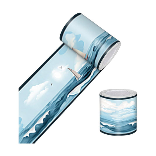 Wallpaper Border Peel and Stick Nautical Wall Trim Self Adhesive Lighthouse Sailboat / Ocean Style