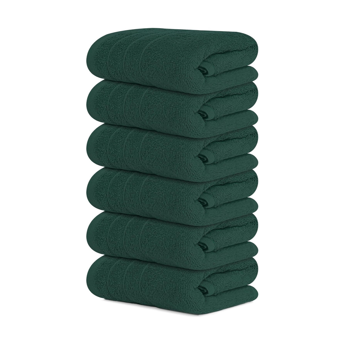 6 Piece Hand Towels Set 16 x 28 Inches, Hunter Green | 100% Cotton, Lighter Weight, Quick to Dry, 16 x 28 Inches, Super
