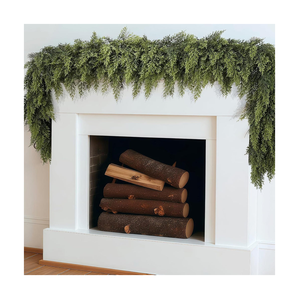 LVZHIYUAN 2 Pcs 6FT Christmas Garland,Real Touch Cedar Garland | Soft & Full Artificial Cypress Garlands for Mantle