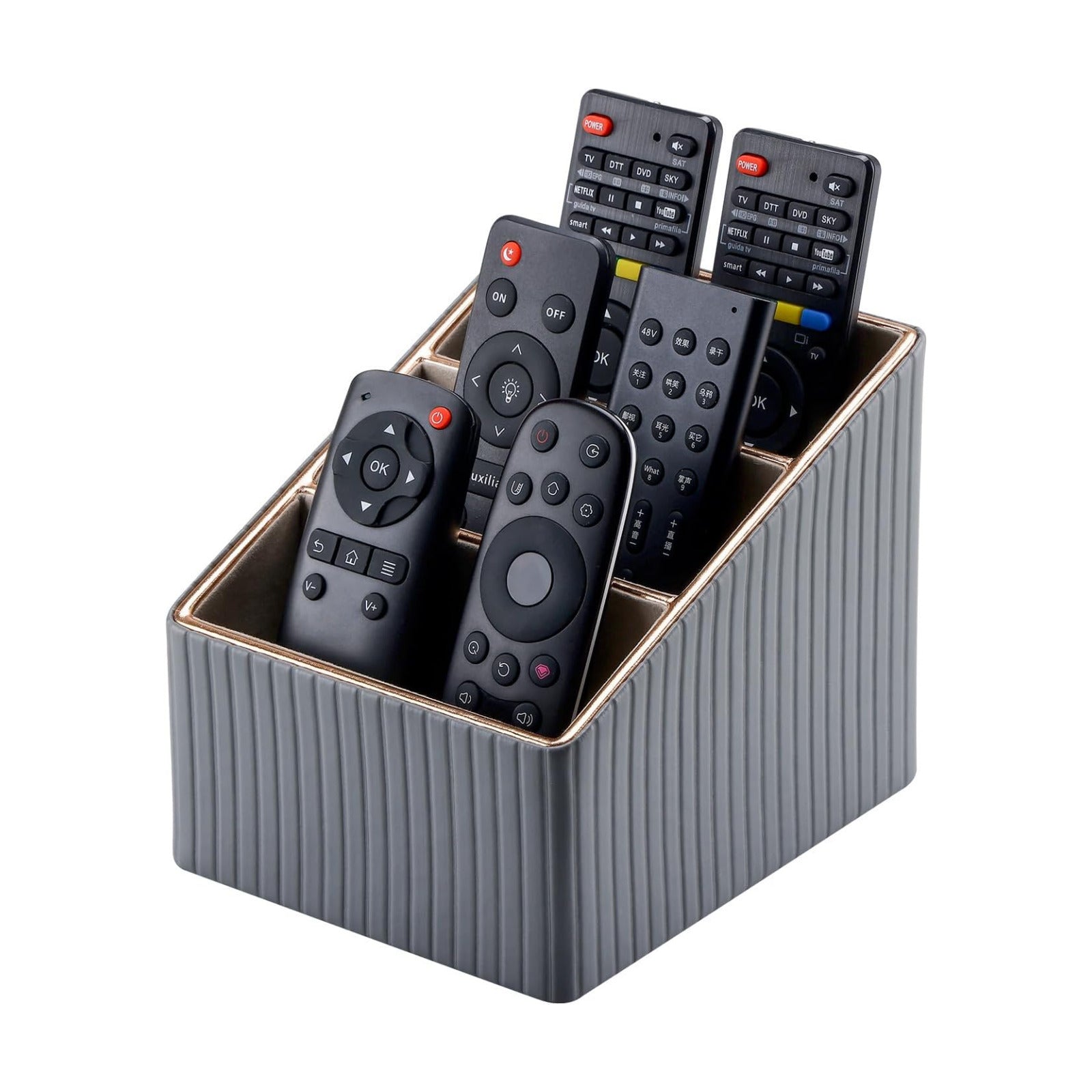 3 Slot PU Leather Remote Controller Holder / Grey