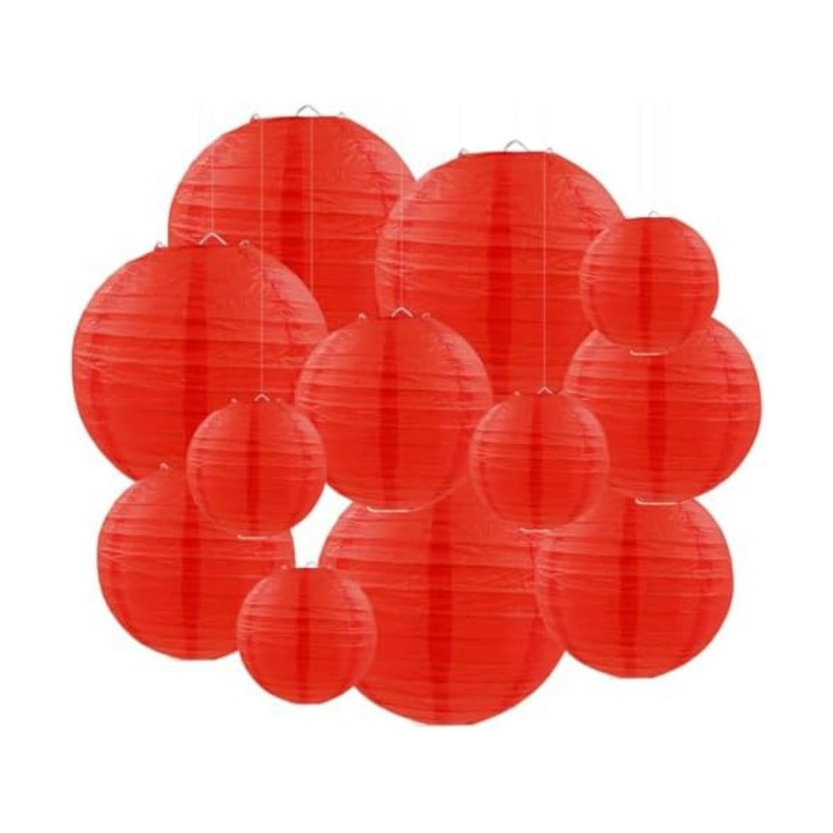 Red Paper Lanterns Round Hanging Paper Lanterns Decorations for Birthday Wedding Baby Bridal Shower Christmas Home Party Decoration (12 PCS)