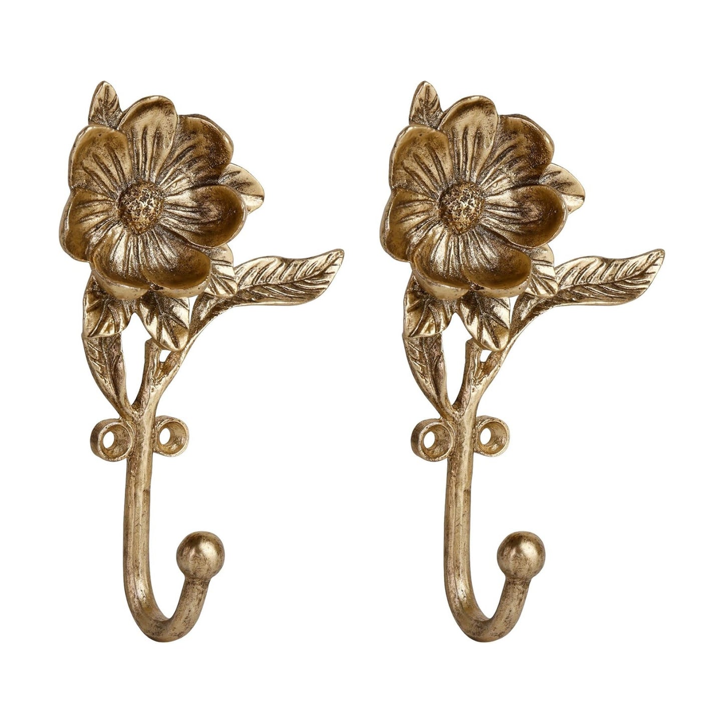 Golden Flower Metal Hooks / Set of 2