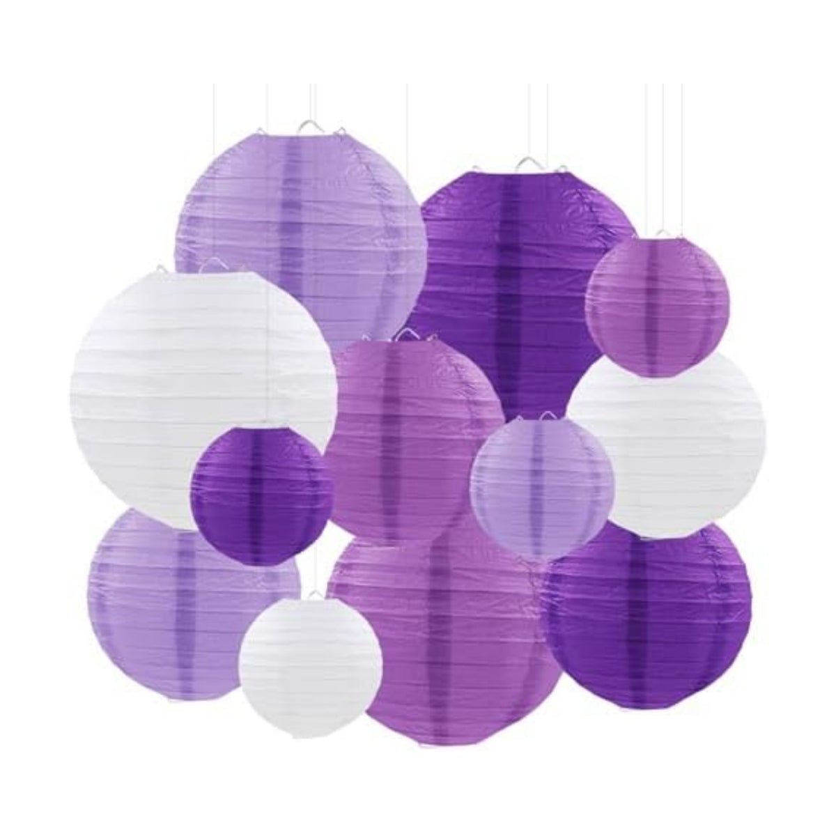 Purple Paper Lanterns Party Decorations, Hanging Round Paper Lanterns for Bachelorette Engagement Wedding Baby Bridal Purple Birthday Decorations (12 PCS)
