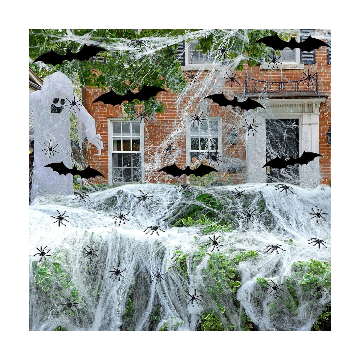 1100 Sqft Halloween Spider Webs Decoration with 60 Fake Spiders 12 Bats