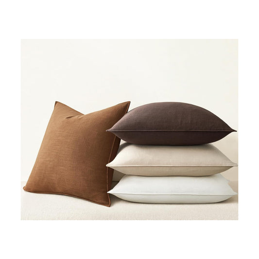 Brown Pillow Covers Decorative Solid Fall Linen Throw Pillow / Gold Brown / 18 x 18 / Set of 4