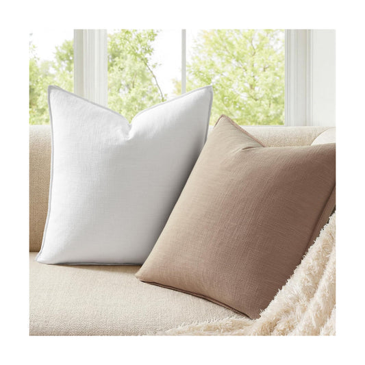 Linen Pillow Covers Cordinated Color Set for Easy Matching Boho / Neutral / 18 x 18 / Set of 4