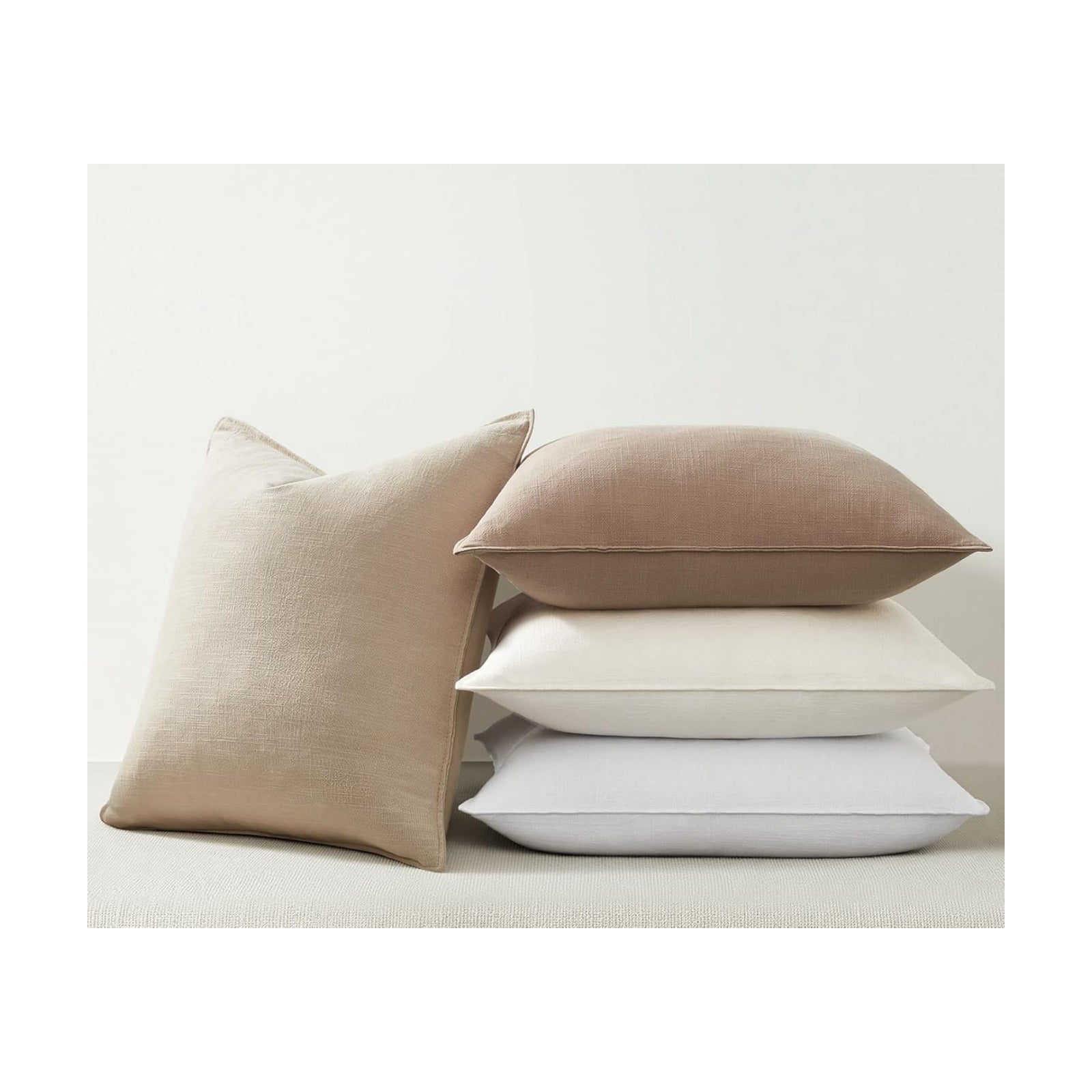 Linen and Cotton Decorative Throw Pillow Covers Soft Accent Farmhouse / Neutral / 20 x 20 / Set of 4