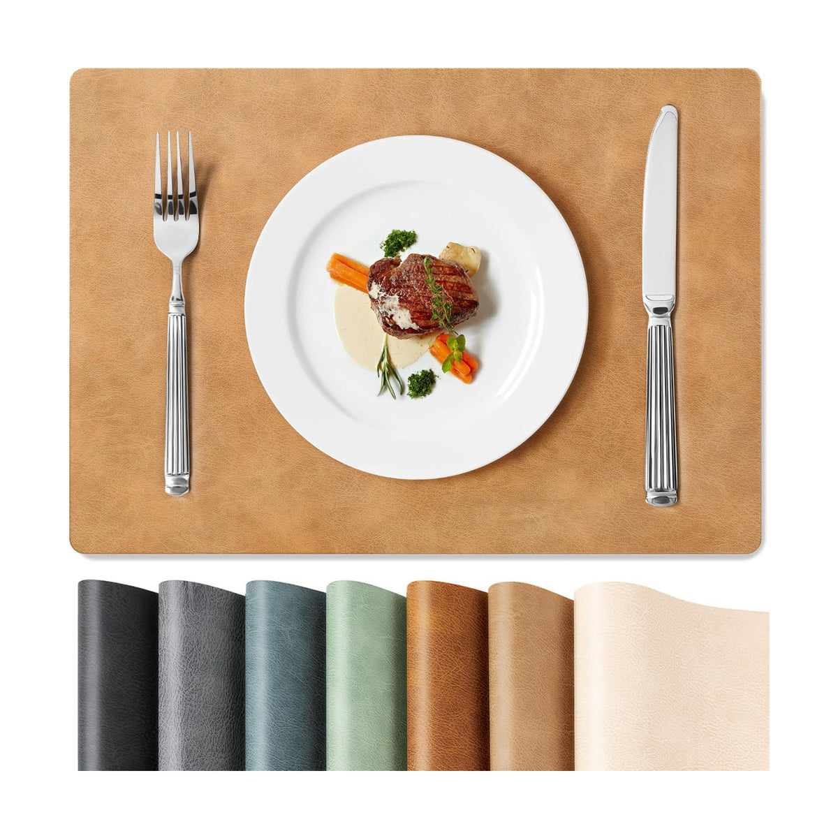 Roxifina Faux Leather Placemats Set of 8 - Vinyl Placemats Wipeable Waterproof Oil-Proof PU Place Mats Heat Resistant