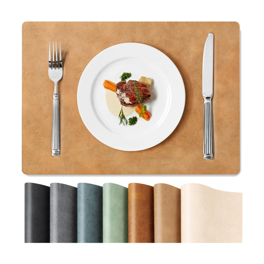 Roxifina Faux Leather Placemats Set of 8 - Vinyl Placemats Wipeable Waterproof Oil-Proof PU Place Mats Heat Resistant