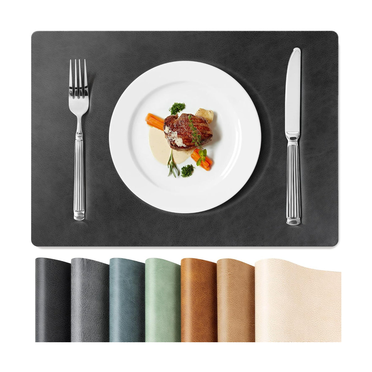 Roxifina Faux Leather Placemats Set of 8 - Vinyl Placemats Wipeable Waterproof Oil-Proof PU Place Mats Heat Resistant