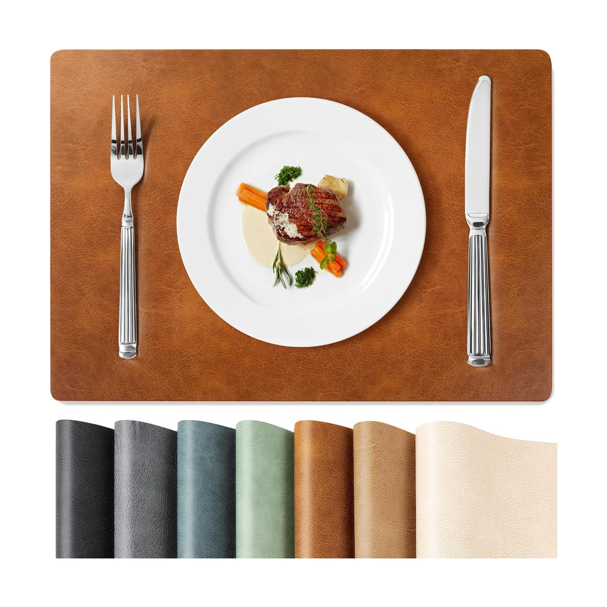 Roxifina Vinyl Placemats Set of 8 - Faux Leather Waterproof Washable PU Place Mats, Heat Resistant 12 x 17 Inch Easy