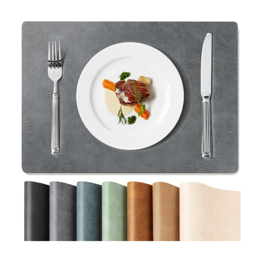 Roxifina Faux Leather Placemats Set of 8 - Vinyl Placemats Wipeable Waterproof Oil-Proof PU Place Mats Heat Resistant