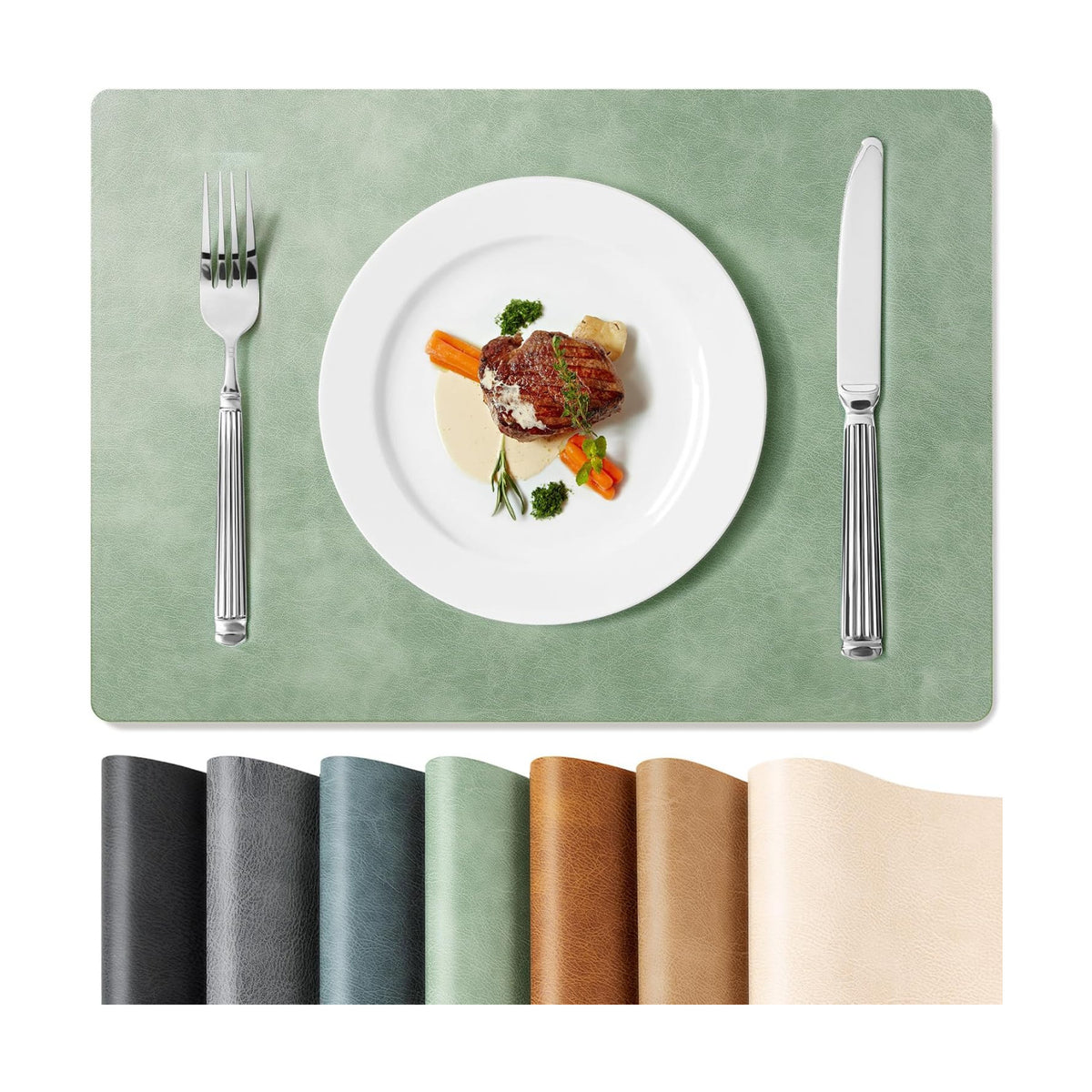Roxifina Faux Leather Placemats Set of 8 - Vinyl Placemats Wipeable Waterproof Oil-Proof PU Place Mats Heat Resistant