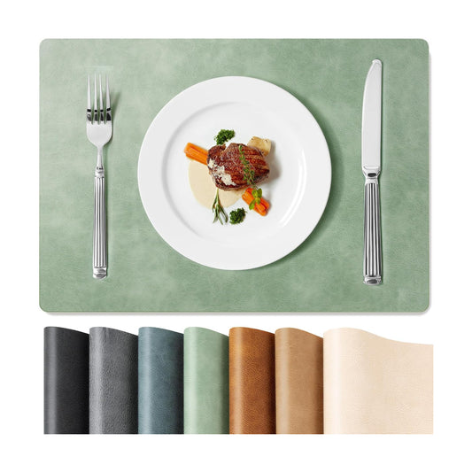 Roxifina Faux Leather Placemats Set of 8 - Vinyl Placemats Wipeable Waterproof Oil-Proof PU Place Mats Heat Resistant