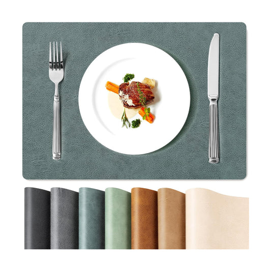 Roxifina Faux Leather Placemats Set of 8 - Vinyl Placemats Wipeable Waterproof Oil-Proof PU Place Mats Heat Resistant