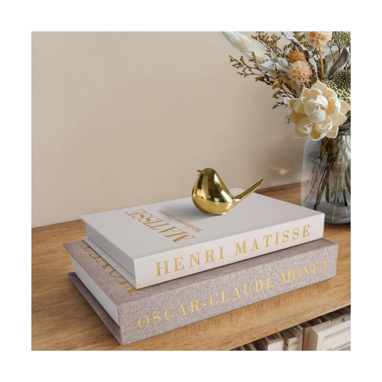 Linen Books Stack Bookshelf / Decorative Book Sets / White