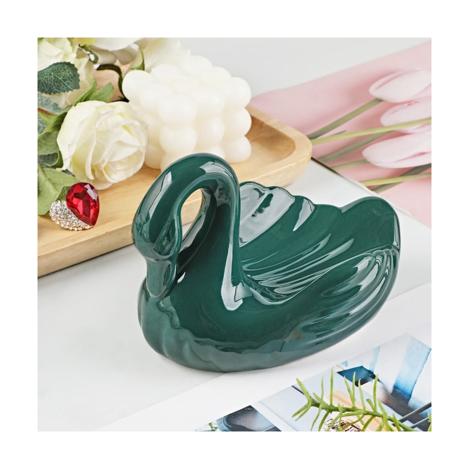 Ceramic Tray / Draining Soap Dish / Green
