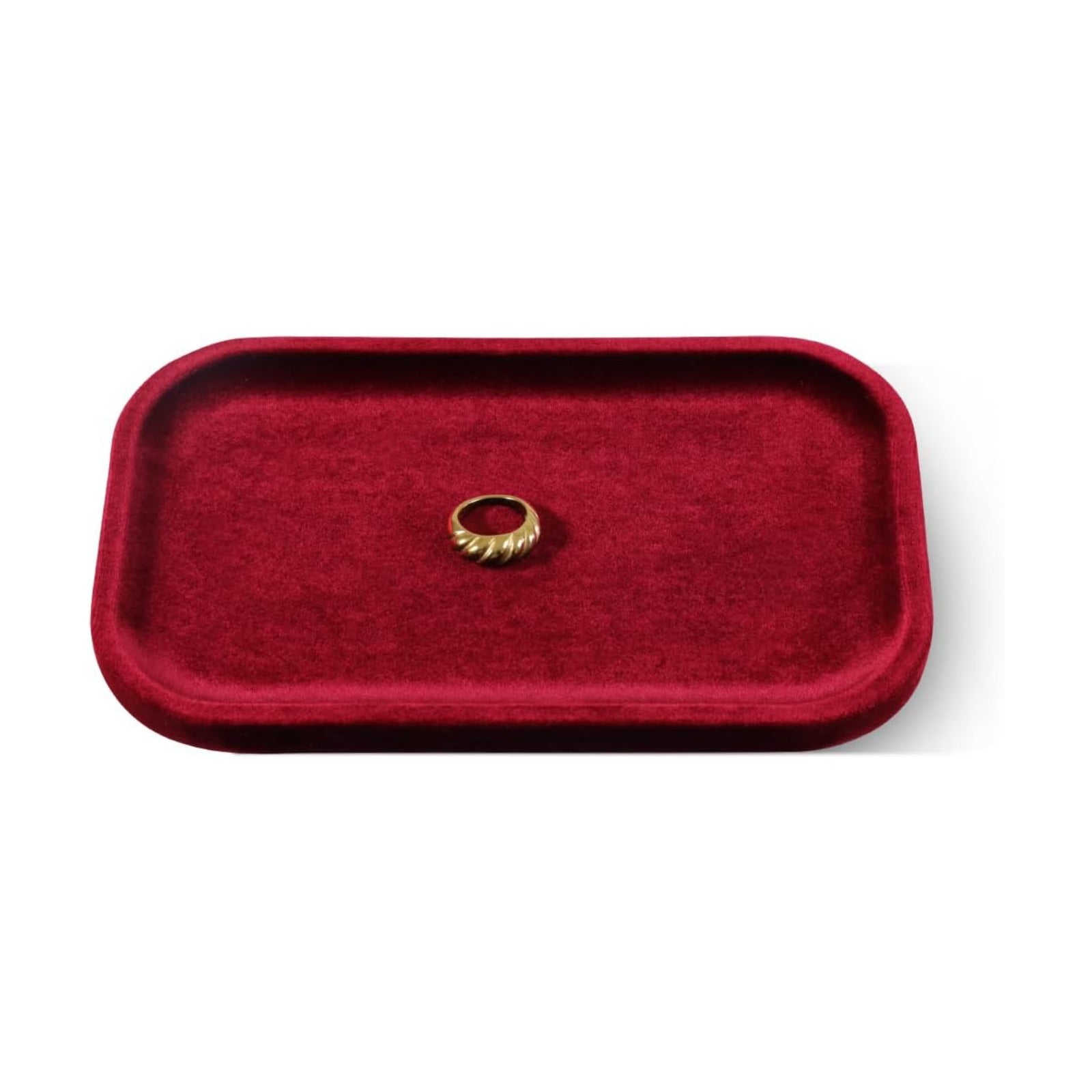Resilient Velvet Jewelry Display Tray for Ring Earrings Bracelet Necklace / Red / 7.9 x 4.7
