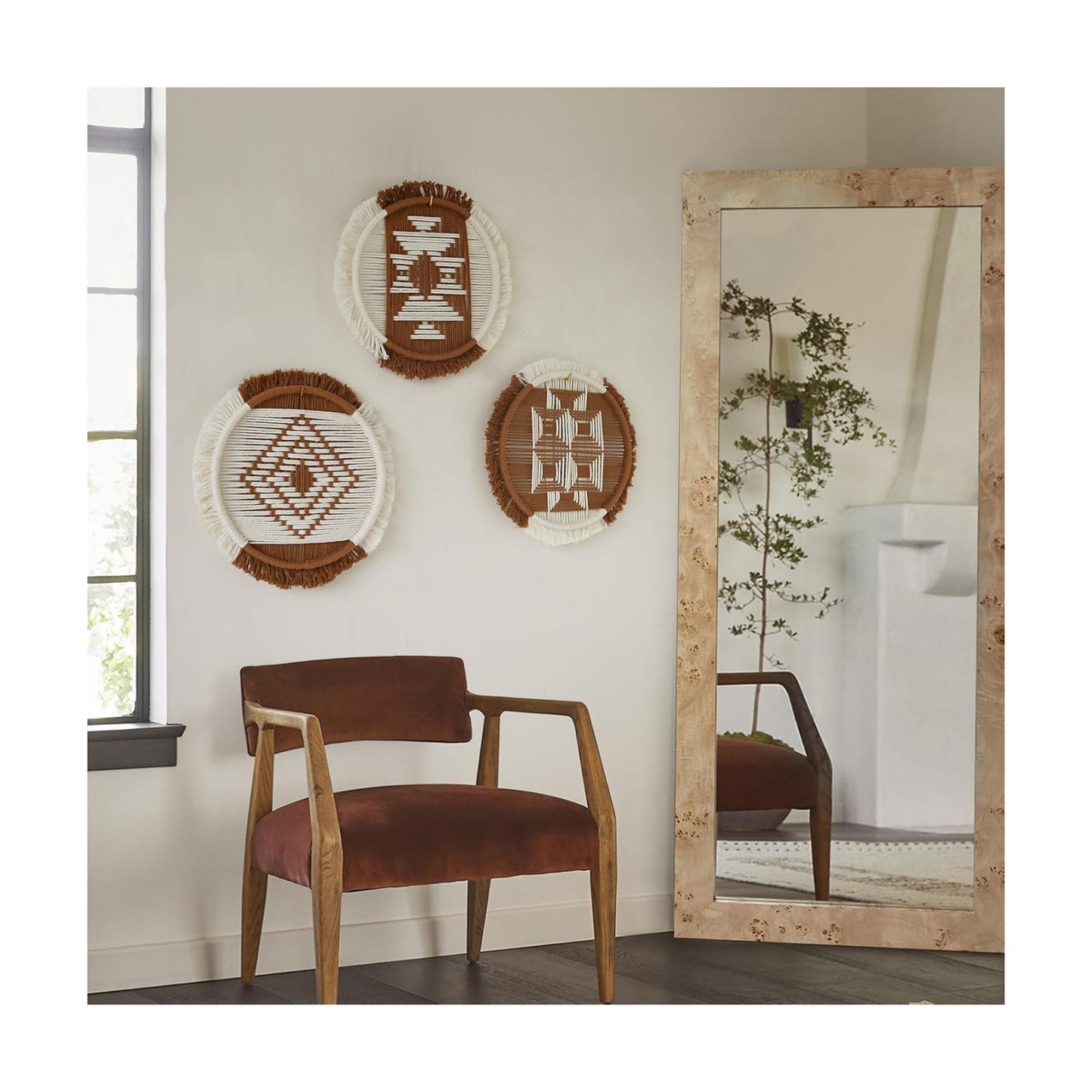 Macrame Wall Hanging Boho Decor / Brown and Ivory / Set of 3