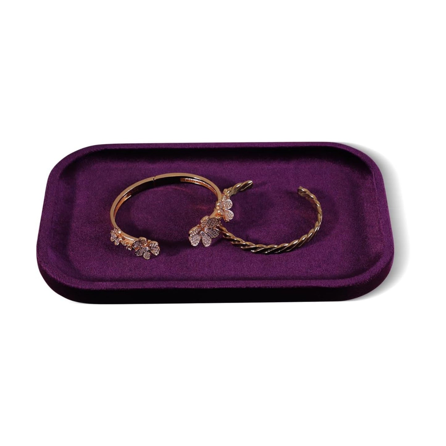 Resilient Velvet Jewelry Display Tray for Ring Earrings Bracelet Necklace / Purple / 7.9 x 4.7
