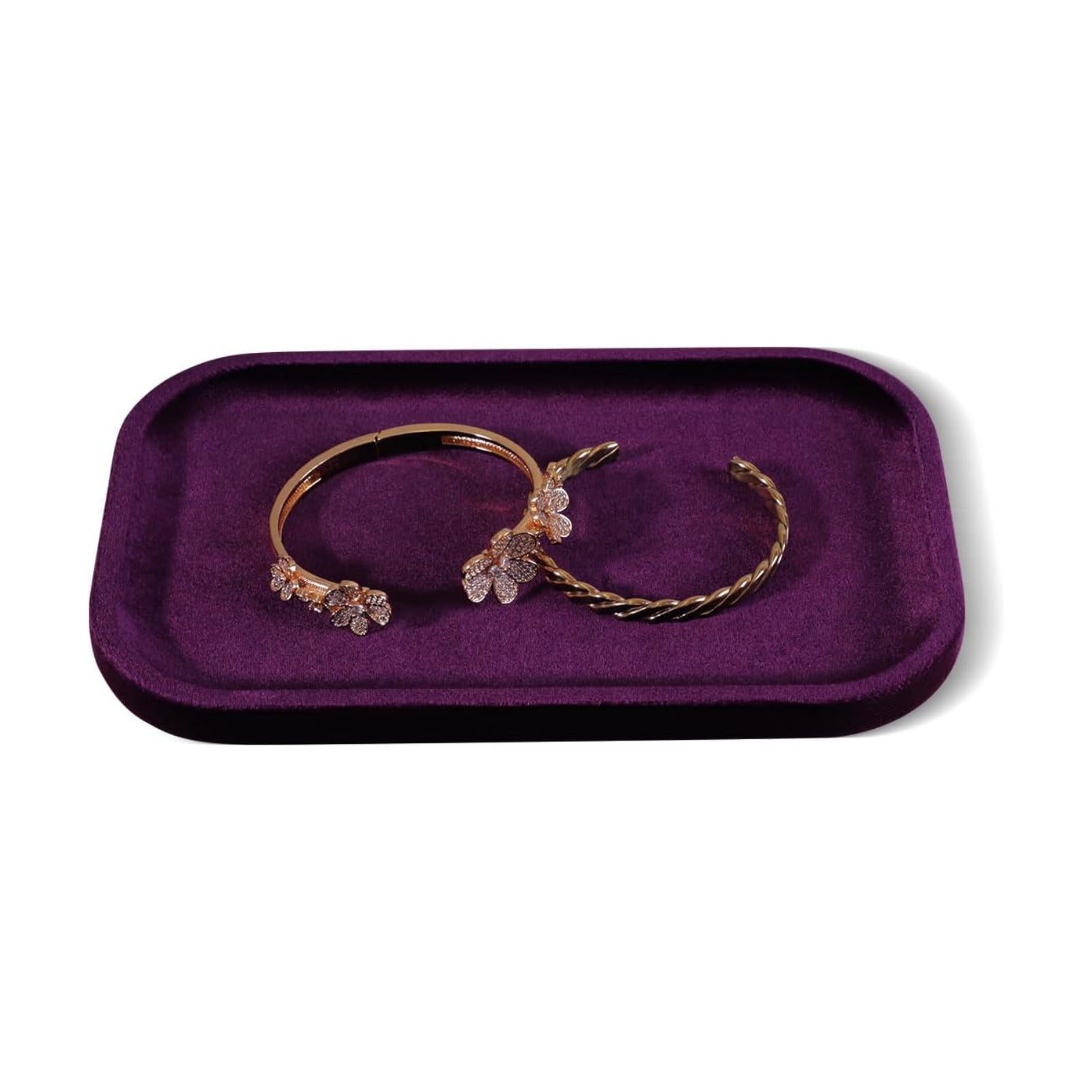 Resilient Velvet Jewelry Display Tray for Ring Earrings Bracelet Necklace / Purple / 7.9 x 4.7