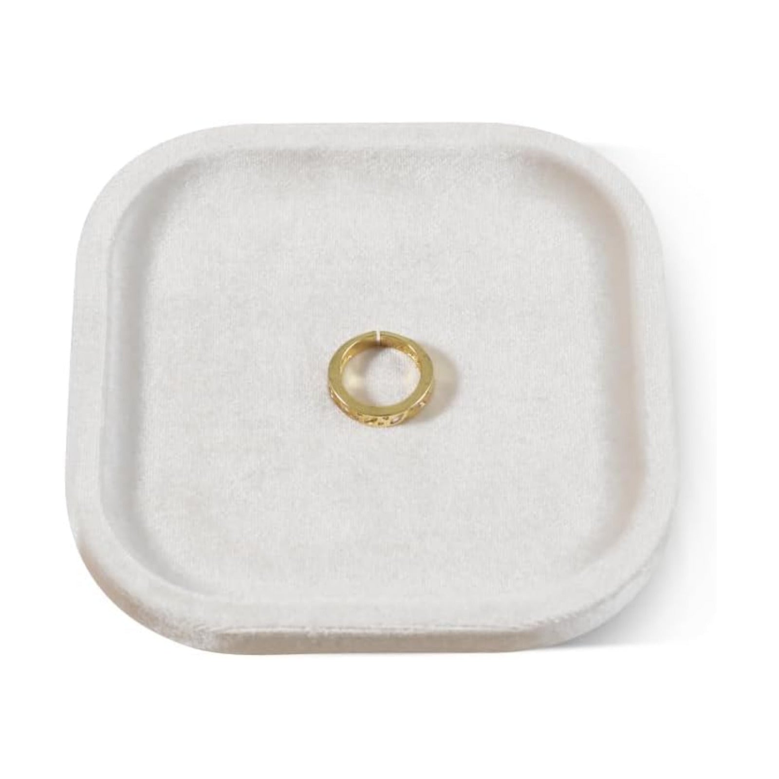 Resilient Velvet Jewelry Display Tray for Ring Earrings Bracelet Necklace / Light Beige / 4.7 x 4.7
