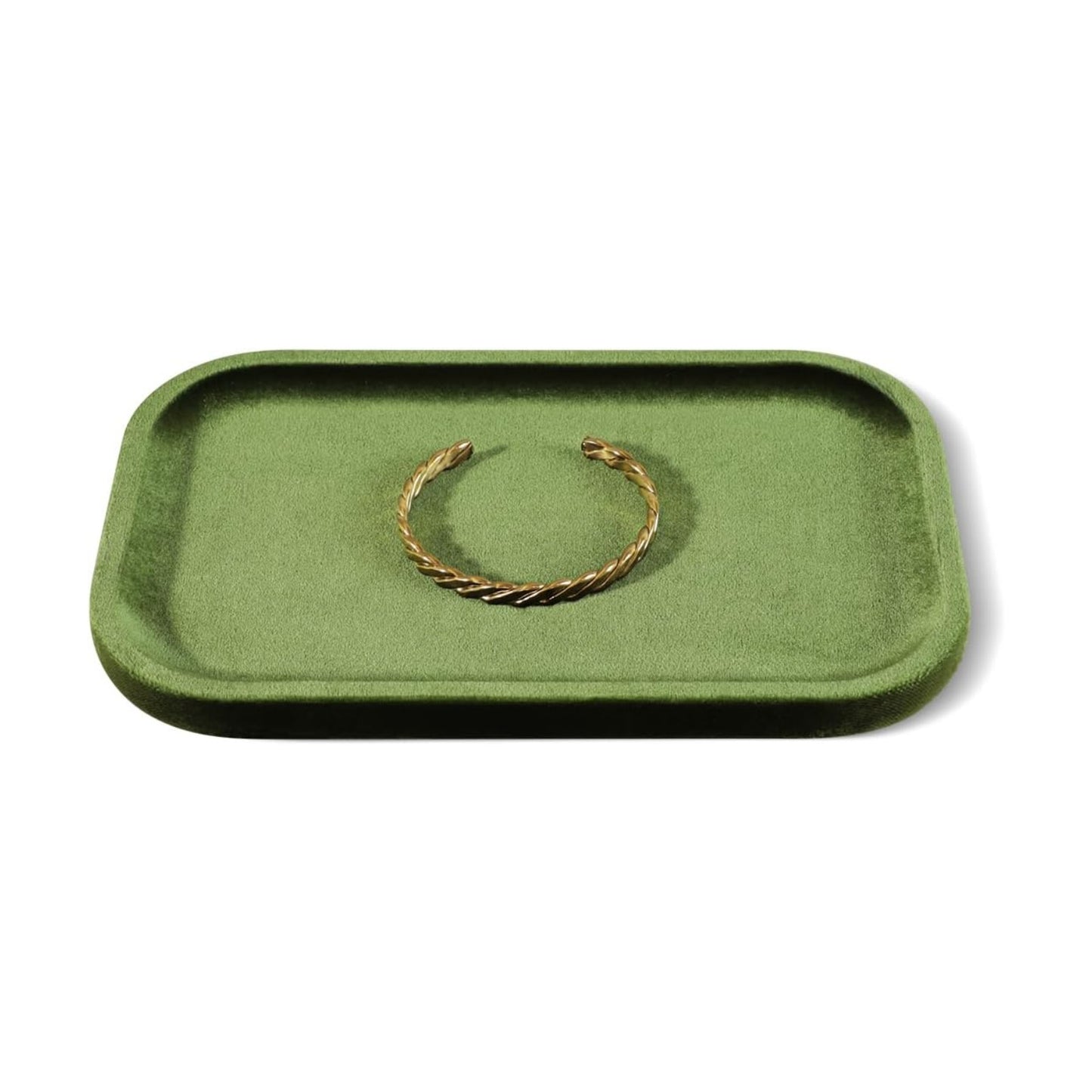 Resilient Velvet Jewelry Display Tray for Ring Earrings Bracelet Necklace / Olive Green / 7.9 x 4.7
