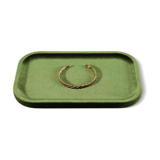 Resilient Velvet Jewelry Display Tray for Ring Earrings Bracelet Necklace / Olive Green / 7.9 x 4.7