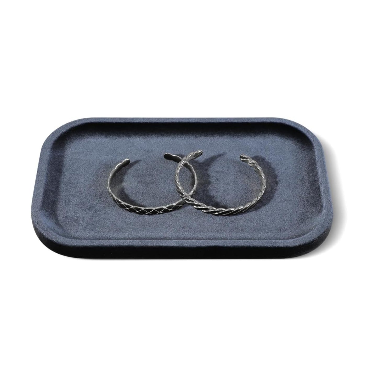 Resilient Velvet Jewelry Display Tray for Ring Earrings Bracelet Necklace / Slate Gray / 7.9 x 4.7