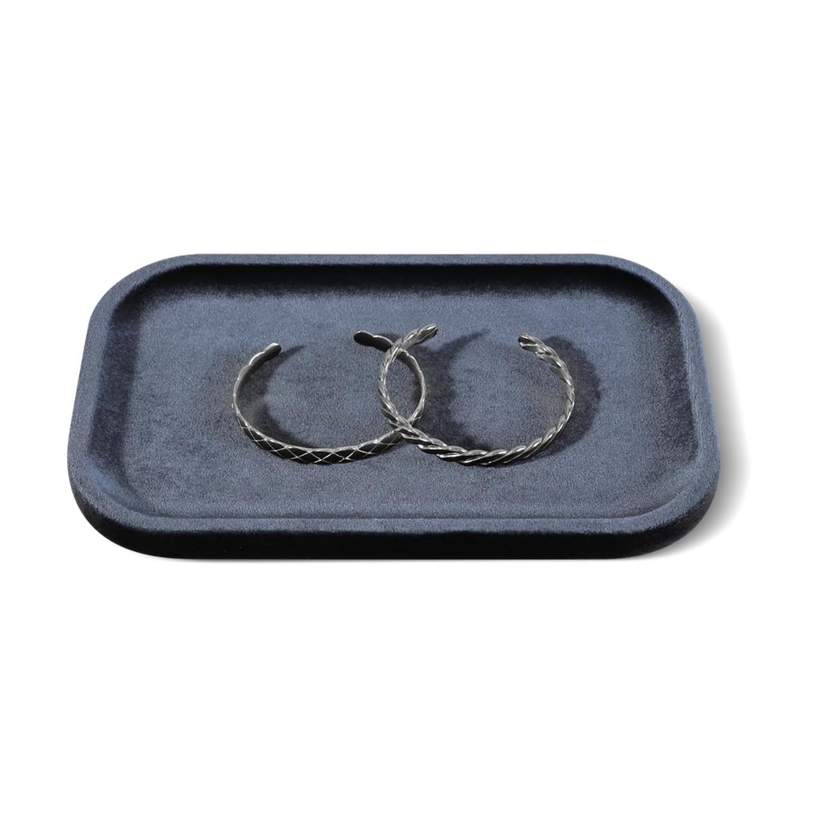 Resilient Velvet Jewelry Display Tray for Ring Earrings Bracelet Necklace / Slate Gray / 7.9 x 4.7