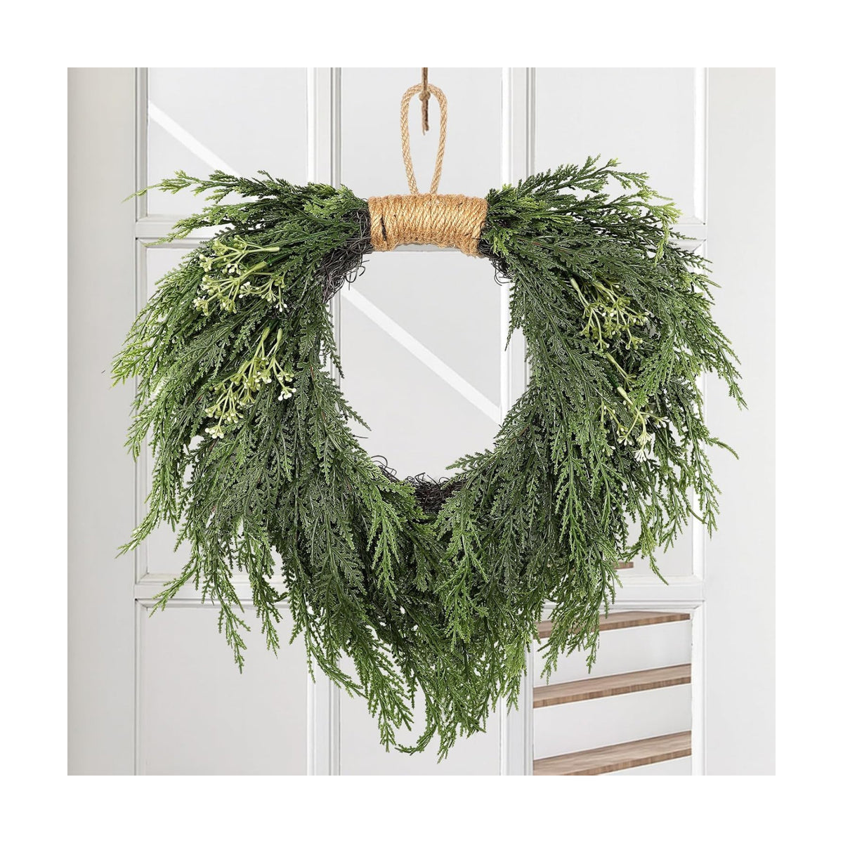 Suncalla Christmas Norfolk Pine Wreath 16" for Front Door Christmas Wreath