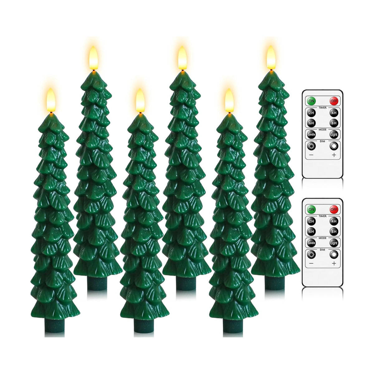 Lezonic 6Pcs Flameless Christmas Tree Candles with Remote Timer, LED Taper Candles Battery Operated Flickering Flame