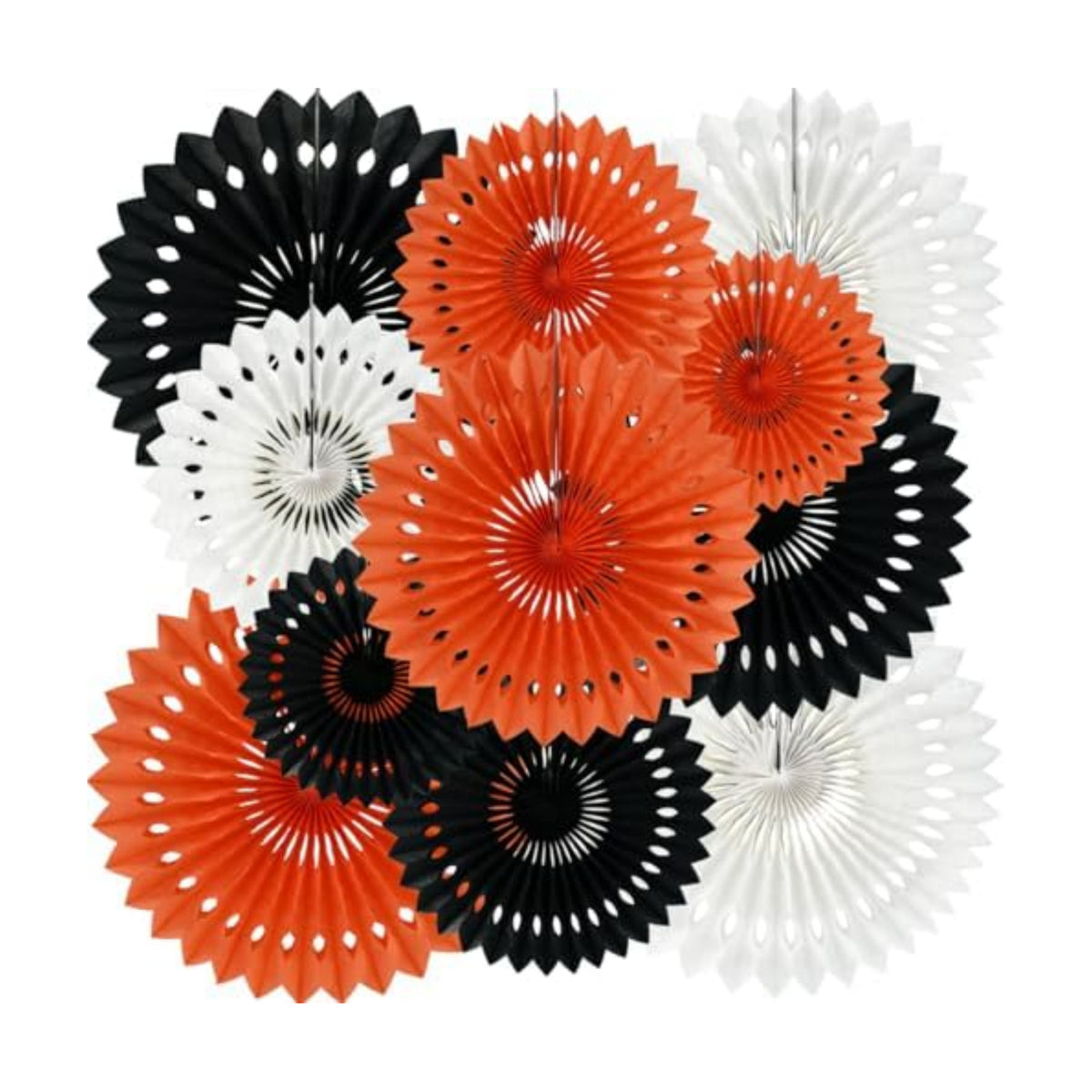 BEISHIDA Honeycomb Round Paper Fans Black Orange Hanging Party Decoration