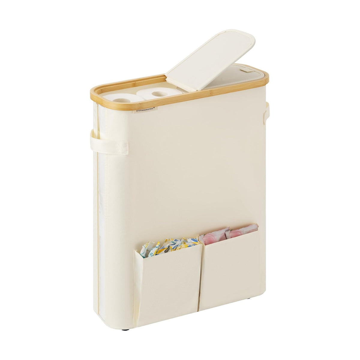 StorageWorks Toilet Paper Storage Baskets with Dual Flip Lids, Toilet Paper Organizer for Bathroom, Toilet Paper