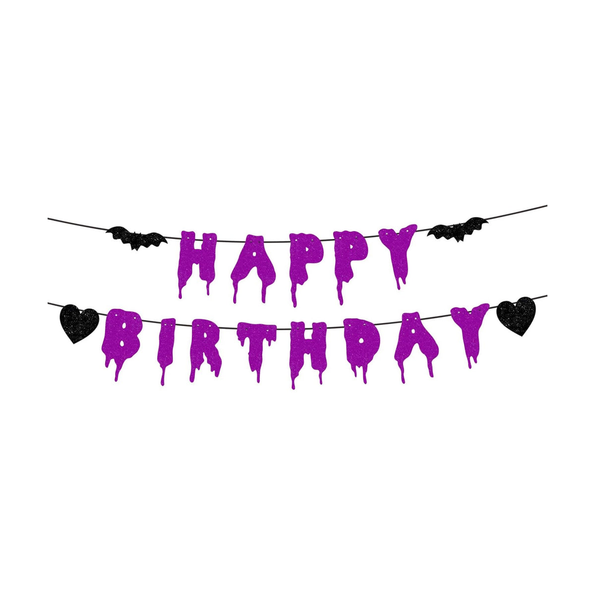 Happy Birthday Halloween Banner NO DIY Glitter Halloween Birthday Party Decorations for Home Office Wall Mantle Scary Party Decorations (Purple)