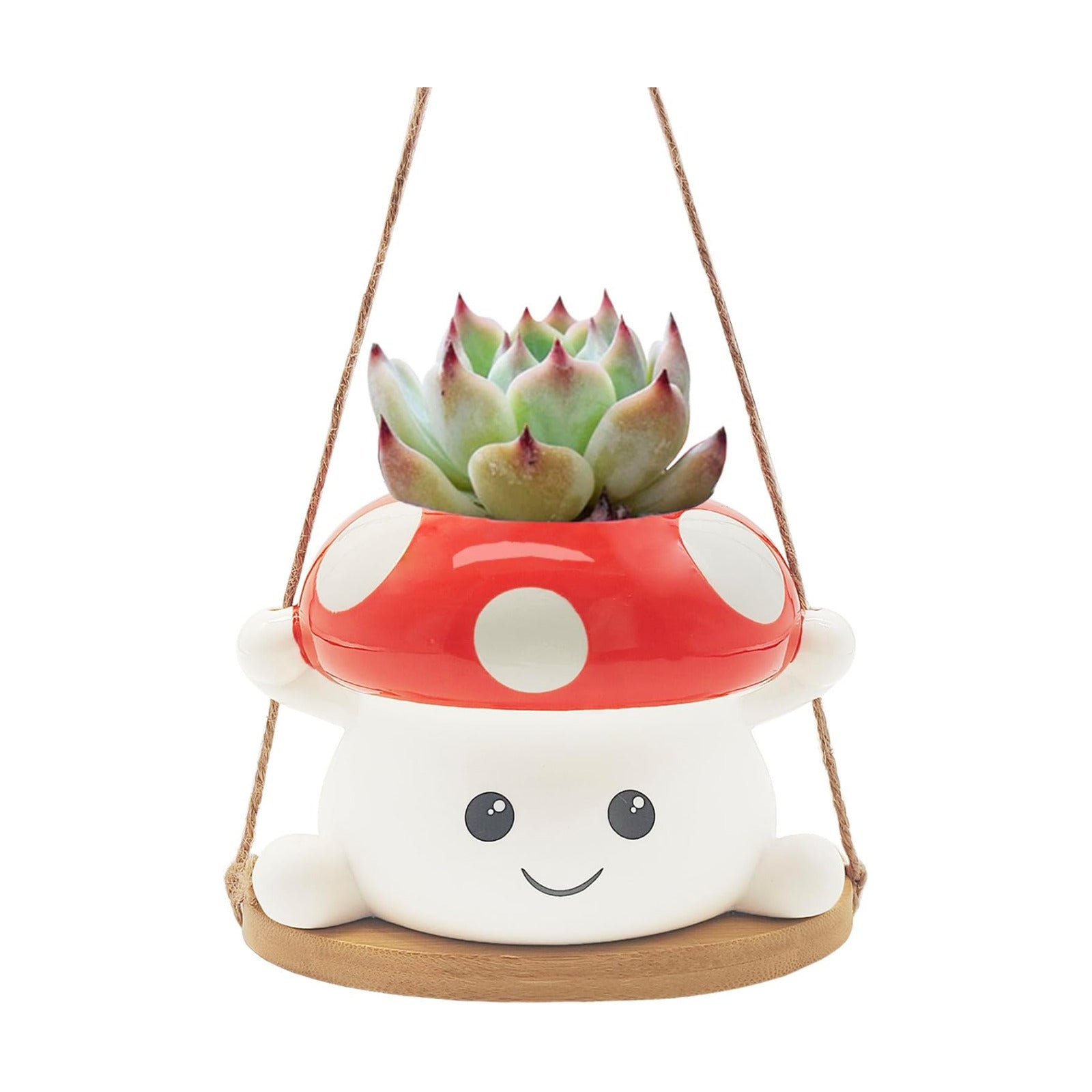 Ceramic Face Planter / Mushroom Swing Hanging Planter