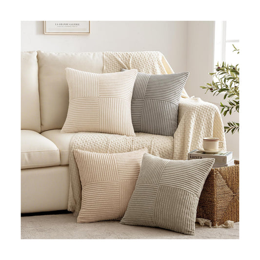Decorative Throw Pillow Covers for Livingroom Couch Sofa Modern / 18 x 18 / Neutral / Set of 4